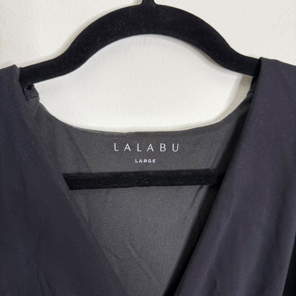 LALABU Maternity Nursing Tank‎ Top Black Size Large Wrap Front Sleeveless - Picture 2 of 9